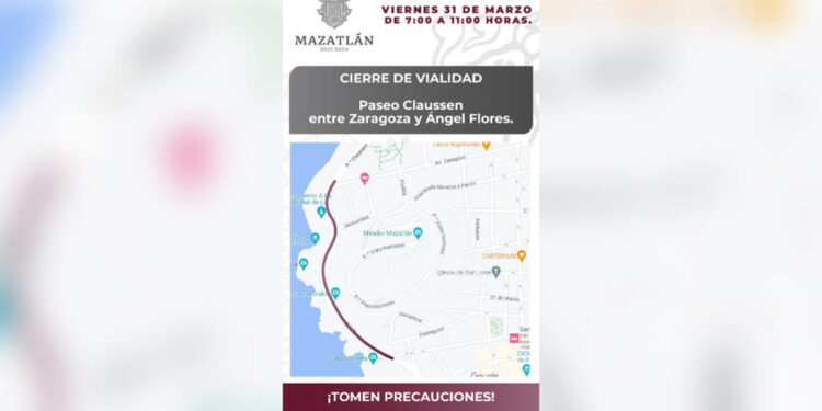 Por presentación de operativo Semana Santa cerrarán paso vial en Paseo Claussen.