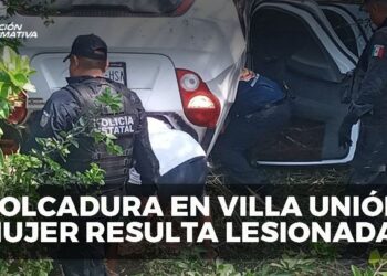 Volcadura en El Pozole, Villa Unión; Una mujer resultó lesionada