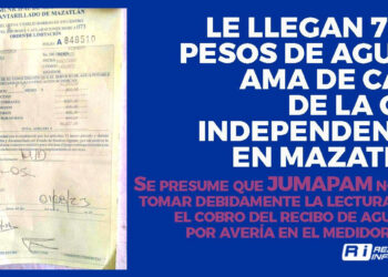 Le llegan 7 mil pesos de agua a ama de casa de la colonia Independencia en Mazatlán