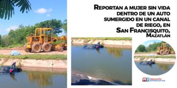 Fallece mujer ahogada al caer en su auto a canal de riego en Mazatlán