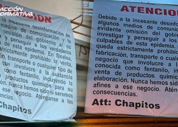 Aparecen mantas en las que presuntamente Chapitos prohíben producción y venta de fentanilo en Sinaloa