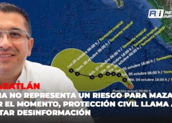 Tormenta tropical Lidia no representa un riesgo para Mazatlán por el momento, Protección Civil llama a evitar desinformación