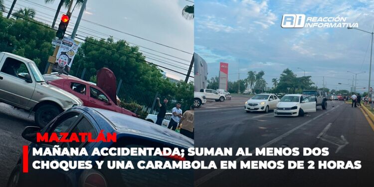 Mazatlán registra una mañana muy accidentada; suman al menos dos choques y una carambola en menos de 2 horas
