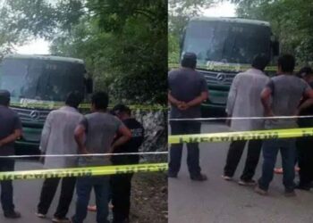 Autobús de pasajeros recibe descarga eléctrica por cableado “colgado” en San Luis Potosí