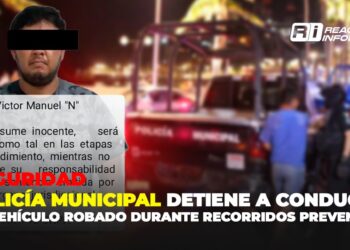 Policía Municipal detiene a conductor en vehículo robado durante recorridos preventivos