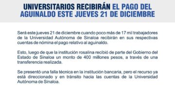 ¡Fueron fallas técnicas! Universitarios sí recibirán el pago del aguinaldo HOY 21 de diciembre.