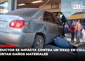 Conductor se impacta contra un OXXO en Culiacán; reportan daños materiales