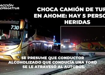 Choca camión de Tufesa en Ahome; cinco heridos