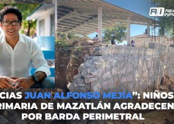 “Gracias Juan Alfonso Mejía”: Niños de primaria de Mazatlán agradecen por barda perimetral