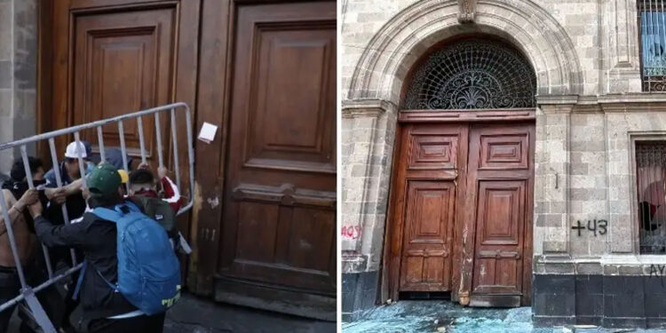 Encapuchados dan ‘portazo’ en Palacio Nacional