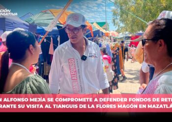 Juan Alfonso Mejía se compromete a defender fondos de retiro durante su visita al tianguis de la Flores Magón en Mazatlán
