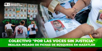 Colectivo “Por las Voces Sin Justicia” realiza pegado de fichas de búsqueda en Mazatlán
