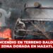 Fuerte incendio en terreno baldío cerca de Zona Dorada en Mazatlán