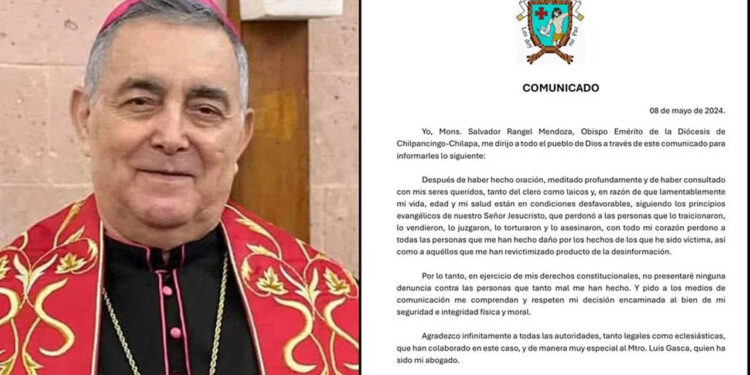 “Perdono a todas las personas que me han hecho daño”: Obispo de Chilpancingo decide no presentar cargos