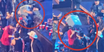 Eduin Caz, de Grupo Firme, arroja hielera a su cuñado durante concierto y lo critican