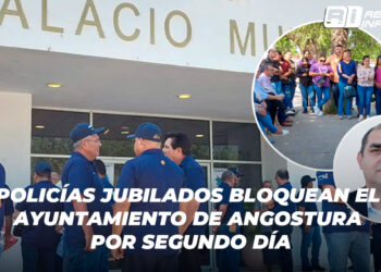 Policías jubilados bloquean el Ayuntamiento de Angostura por segundo día