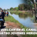 Se vuelcan en el canal 7; Cuatro jóvenes heridos