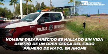 Hombre desaparecido es hallado sin vida dentro de un dren cerca del ejido Primero de Mayo, en Ahome