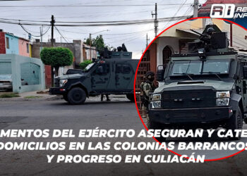 Elementos del Ejército aseguran y catean domicilios en las colonias Barrancos y Progreso en Culiacán