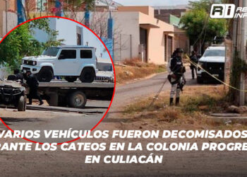 Varios vehículos fueron decomisados durante los cateos en la colonia Progreso, en Culiacán