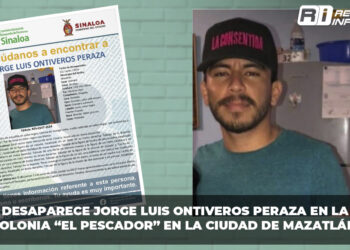 Desaparece Jorge Luis Ontiveros Peraza en la colonia El Pescador en la ciudad de Mazatlán