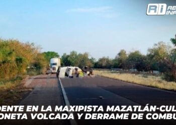 Accidente en la Maxipista Mazatlán-Culiacán: Camioneta Volcada y Derrame de Combustible