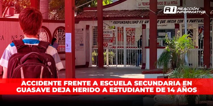 Accidente frente a escuela secundaria en Guasave deja herido a estudiante
