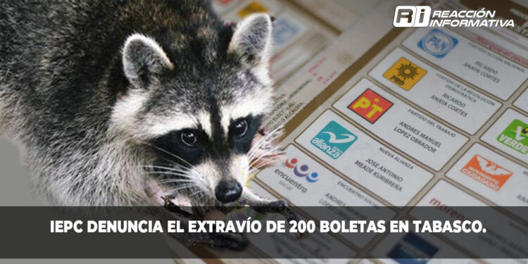 IEPC denuncia el extravío de 200 boletas en Tabasco.