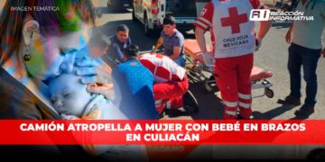Camión atropella a mujer con bebé en brazos en Culiacán