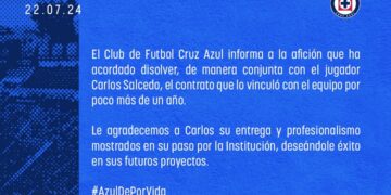 Carlos Salcedo se despide del Cruz Azul, tras ser señalado por el asesinato de su hermana Paola
