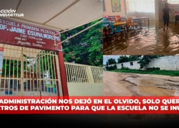 “Esta administración nos dejó en el olvido, solo queremos 200 metros de pavimento para que la escuela no se inunde”