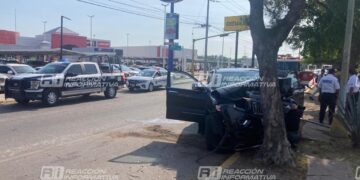 Camioneta pierde el control y choca contra árbol del camellón