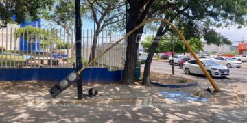 Tractocamión derriba semáforo en Ejército Mexicano y Av. de los Deportes