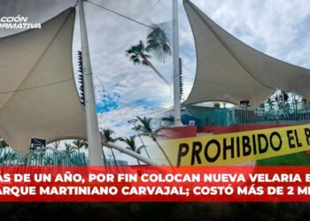 A más de un año, por fin colocan nueva velaria en el Parque Martiniano Carvajal; costó más de 2 mdp