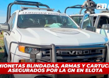 Camionetas blindadas, armas y cartuchos asegurados por la GN en Elota