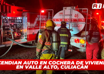 Incendian auto en cochera de vivienda en Valle Alto, Culiacán