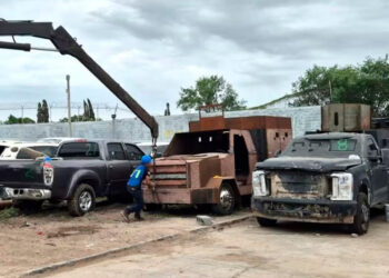 FGR destruye 33 autos monstruos con blindaje artesanal en Tamaulipas; pertenecían a grupos del crimen organizado