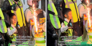 Cumpleaños con estilo único; niño elige temática de Banco Azteca con cobradores incluidos y se viraliza