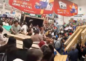 VIDEO: Pelean ‘a puño limpio’ por pantallas en promoción en Puebla