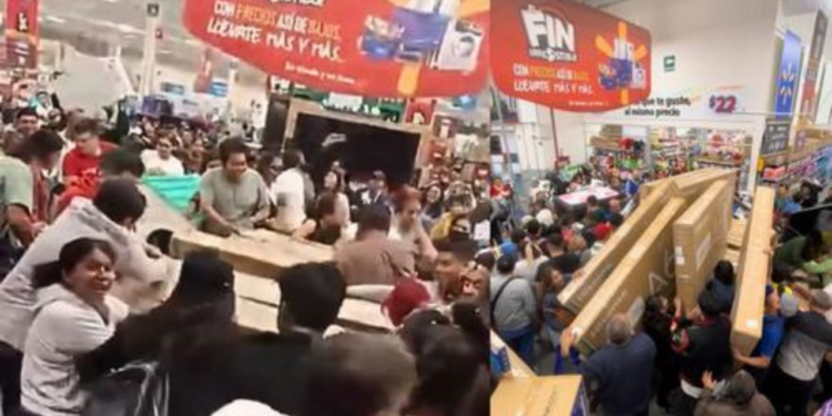 VIDEO: Pelean ‘a puño limpio’ por pantallas en promoción en Puebla