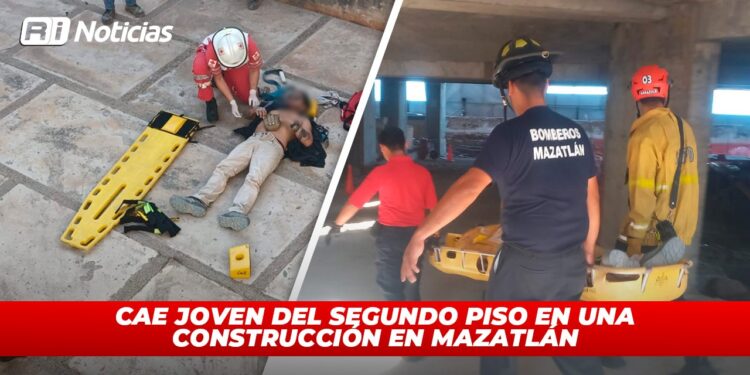 Cae joven del segundo piso en una construcción en Mazatlán