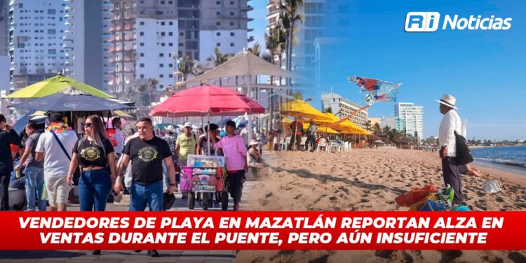 Vendedores de playa en Mazatlán reportan alza en ventas durante el puente, pero aún insuficiente