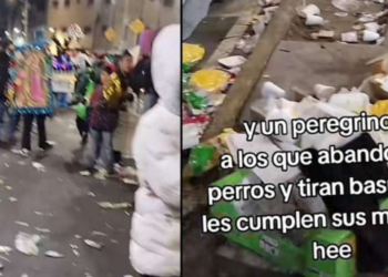 Bombera critica a peregrinos por dejar basura en la Basílica de Guadalupe