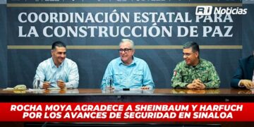 Rocha Moya agradece a Sheinbaum y Harfuch por los avances de seguridad en Sinaloa