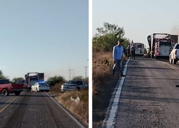Se desprende e incendia caja de tráiler en la Carretera libre Mazatlán – El Rosario