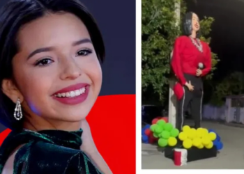 Comunidad QUEMA mega piñata de Ángela Aguilar para ‘purificar’ el cierre de año viejo: “ya se salió de control”