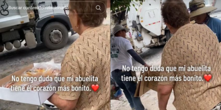 Abuelita entrega rosca de reyes a empleados de camión de basura y se hace viral: “el corazón más bonito”