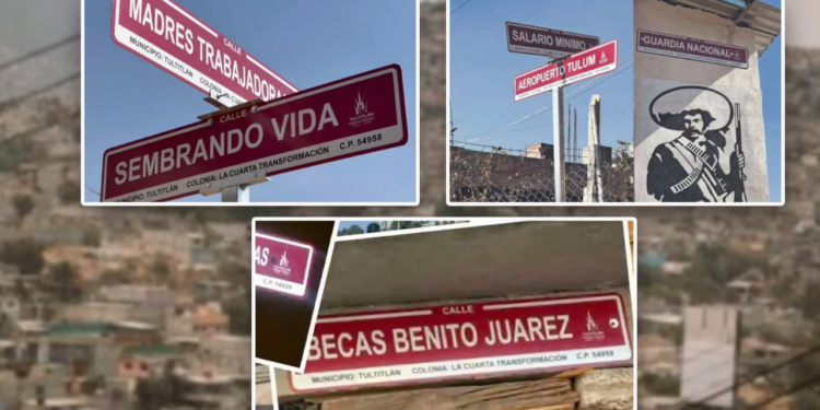 Habitantes de la colonia Cuarta Transformación arrancan letreros con nuevos nombres de calles