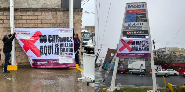 Profeco exhibe con lonas a gasolineras con precios elevados