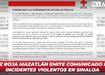 Cruz Roja Mazatlán Emite comunicado por incidentes violentos en Sinaloa